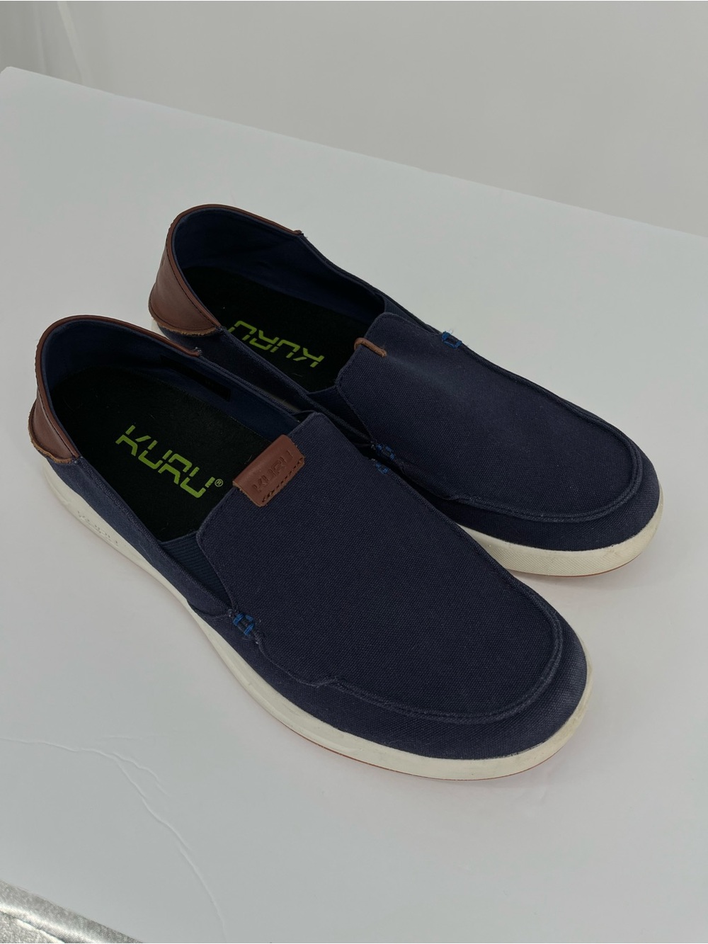 KURU Pace Slip-On Comfort Shoes Men’s Size 10 Navy Canvas Walking Casual Loafers
